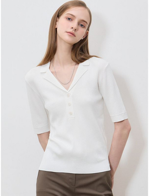 쉬즈미스 지적인 브이넥 카라 리브 니트 탑 택가격 158000원