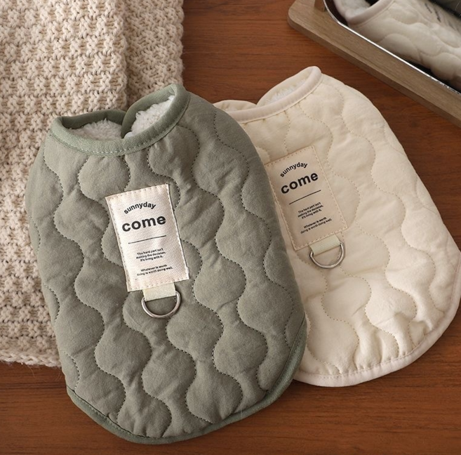 비즈펫 패딩조끼 레트로 복고풍, 1개, 베이지