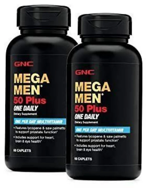 GNC Mega Men 50 Plus 1 일일 종합 비타민 트윈 팩 병당 60정, 1개, 50정 - 쿠팡