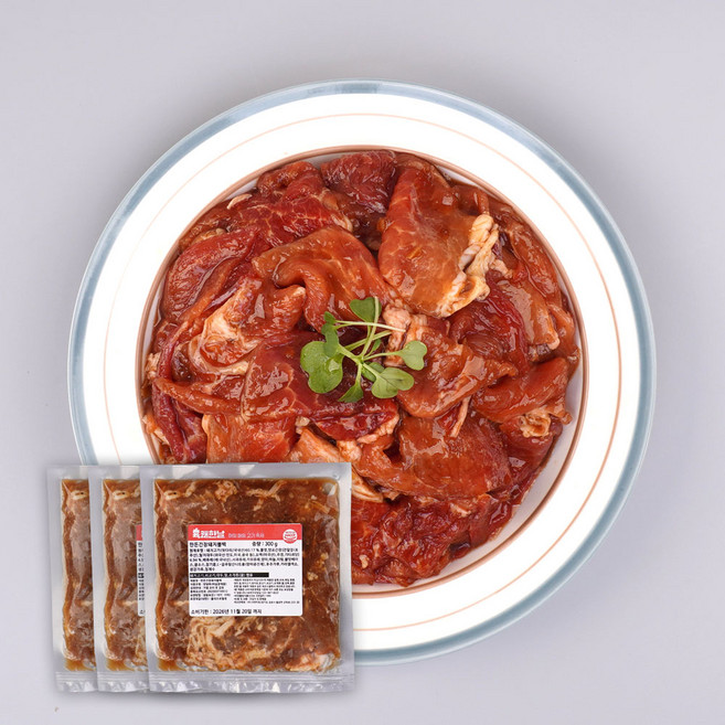 육쾌한날 한돈 간장 돼지불백 3중 과일숙성 부드러운 양념 불고기 볶음, 3개, 300g