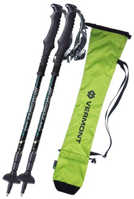 버먼트 퍼포먼스 3단 등산스틱 2p + 파우치 그린 세트, 블랙, 1개
