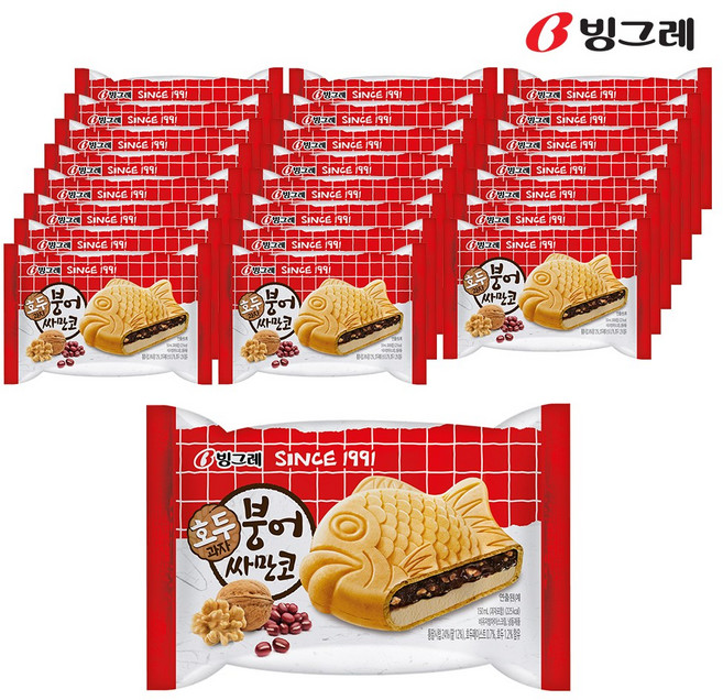 빙그레 호두붕어싸만코 아이스크림, 24개, 150ml