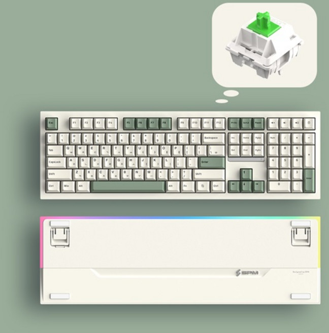 SPM PL108W 아라 풀배열 유무선 사무용 기계식 키보드 (베이지 몽돌 화이트), 독자규격 스위치, 베이지