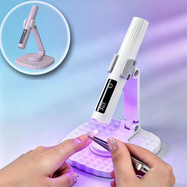 LED 젤 네일 램프 UV 빠른 건조 거치대 360도 회전 가능, 1개, 보라색 C03