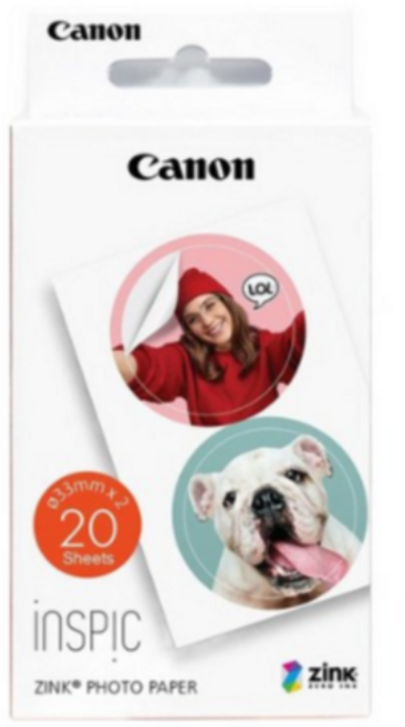 캐논 인스픽 인화지 원형 스티커 20p + 블루시트 2p 세트 2' x 3 / 5cm x 7.6cm, 1팩, 지갑 크기