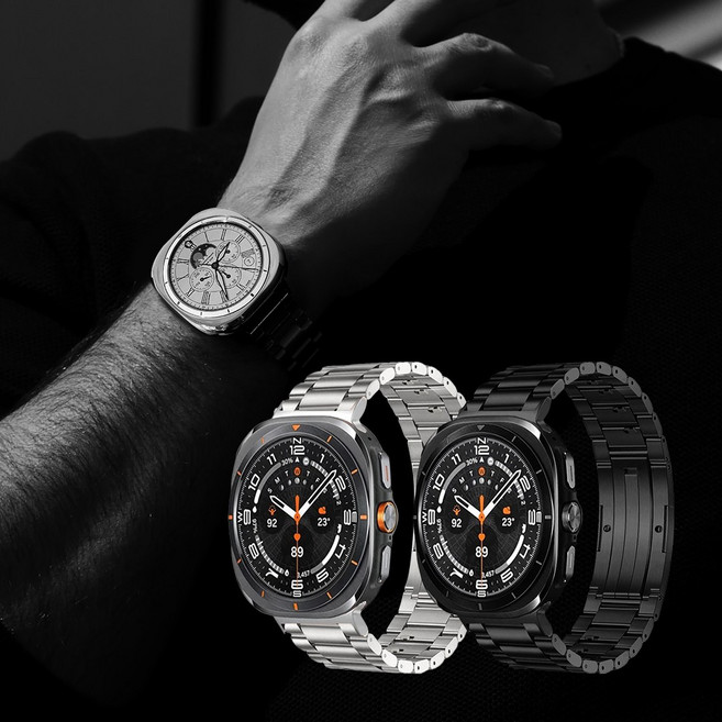 구쯔야 갤럭시워치 울트라 스트랩 47mm 티타늄 커스텀 호환, SW143, 실버세트, 1개