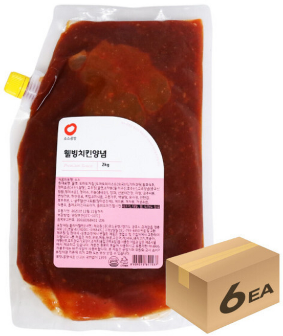 ) 소스공방 냉장 웰빙치킨양념, 2kg, 1박스