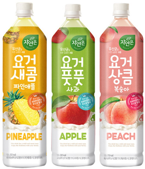 웅진 요거풋풋 사과4개+요거상큼 복숭아4개+요거새콤 파인애플4 12개, 1.5L