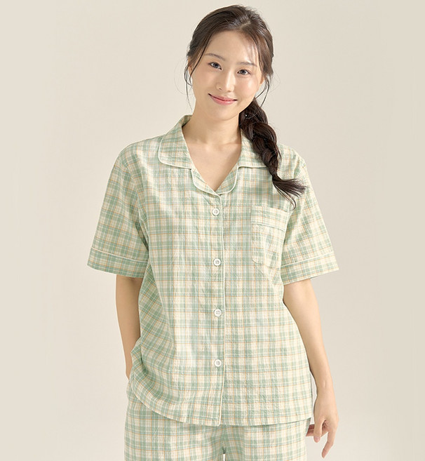 벨로리 여성 면100% 시원한 여름 반팔 파자마 세트