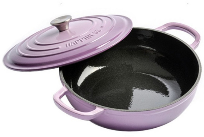 에나멜 무쇠 곰솥 더치오븐 주철 냄비, 퍼플, 30cm, 1개