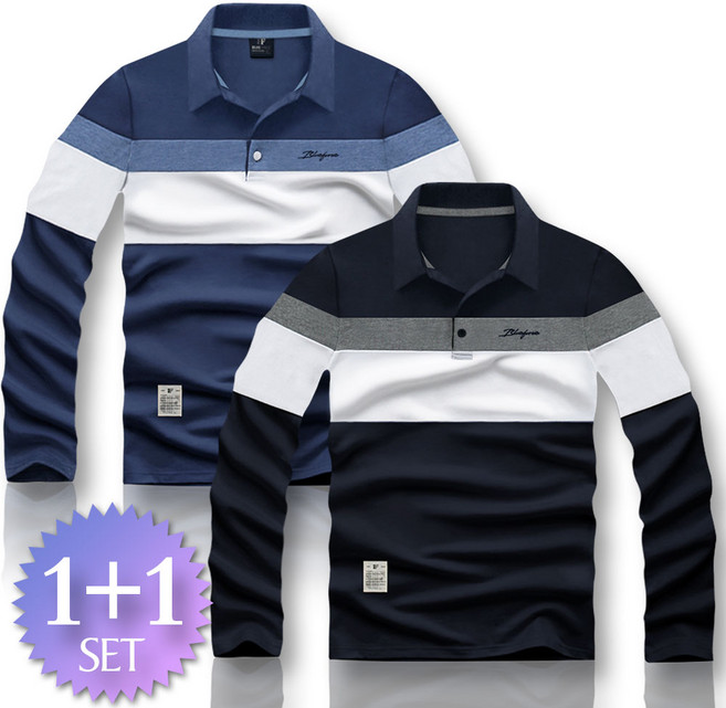 블루포스 디아튼 긴팔 카라티 1+1세트 [2장 묶음] 남자 티셔츠 남성 봄 가을 골프티 단체티 남녀공용 커플티 [국내생산]