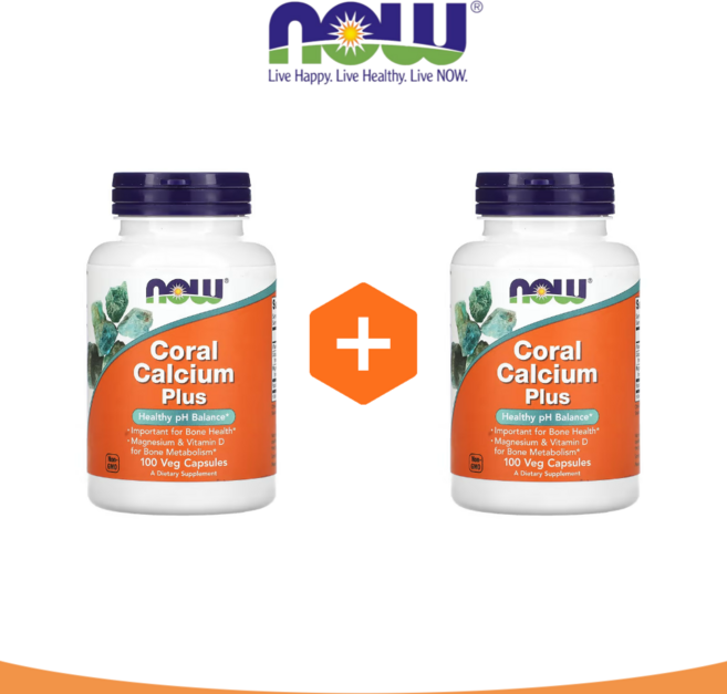 나우푸드 코랄 산호 칼슘 플러스 100 캡슐 비타민D 마그네슘 구연산염 2세트, 100정, 2개