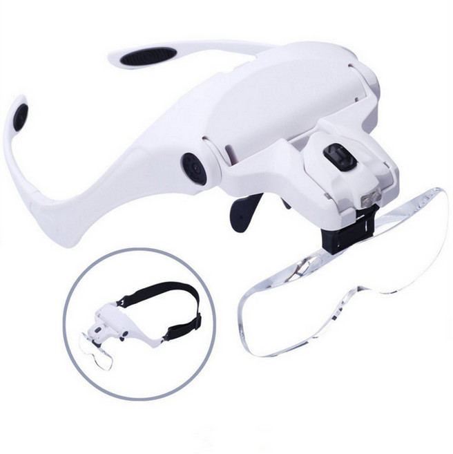 WISFOR 안경 확대경 헤드형 돋보기 화이트, 1개