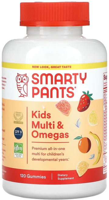 SmartyPants 키즈 포뮬라 종합 비타민 및 오메가3 딸기 바나나 오렌지 레몬 맛 구미젤리 120개, SmartyPants키즈포뮬라종합비타민및오메가3딸기바나, 1개, 120정 - 쿠팡
