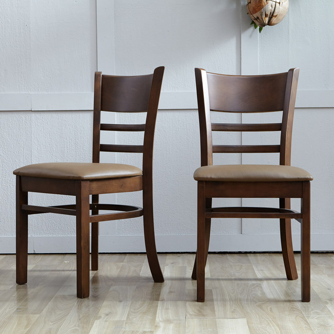 [리비니아] 케빈 원목 카페 식탁의자 인테리어의자 식당의자 원목의자 1+1, 엔틱(모카 방석), 2개