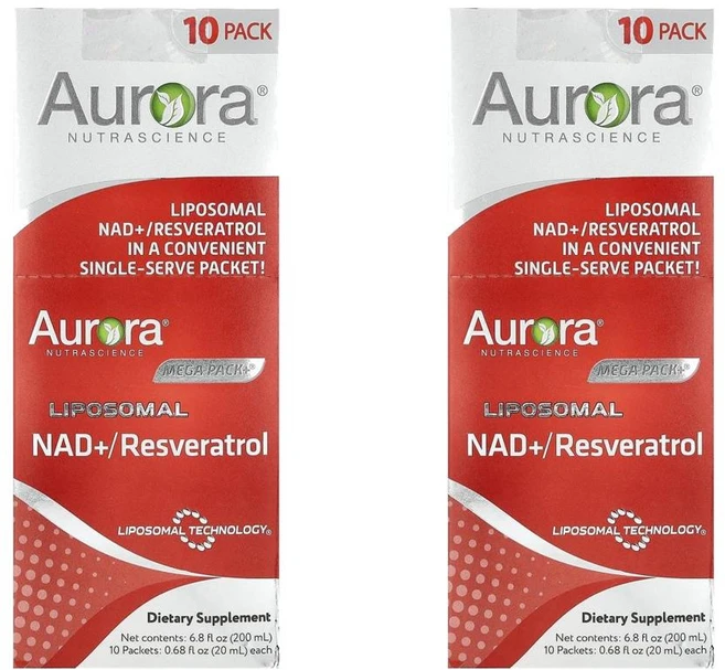오로라 뉴트라사이언스 메가팩 플러스 리포소말 NAD+ 레스베라트롤 20 ml x 10 Aurora Nutrascience Mega-Pack+® Liposomal NAD +/ Re, 2개, 10정 - 쿠팡