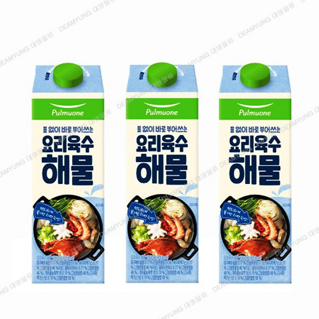 풀무원 요리육수 해물 1000ml 물 없이 간 할 필요없이 바로 부어 요리완성, 1L, 3개