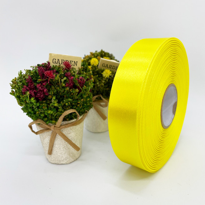 포장 리본 끈 제이제이리본 고밀도주자 40mm 50mm 76컬러 (길이 45M) 공단리본, 노랑