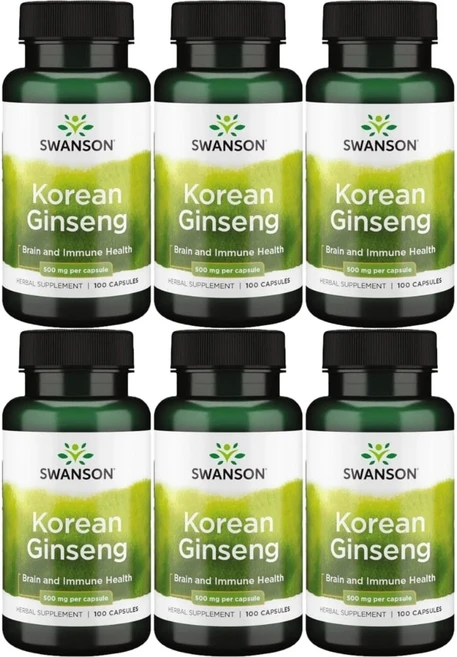 스완슨 한국 인삼 500mg, 6개, 100정 - 쿠팡