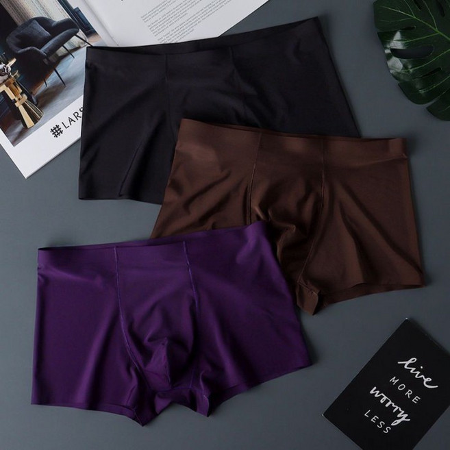 男士冰絲無痕平角褲 夏季透氣商務舒適四角褲