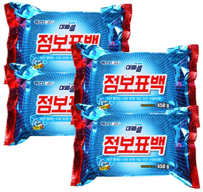 마르셀 점보표백 세탁비누 450g, 4개