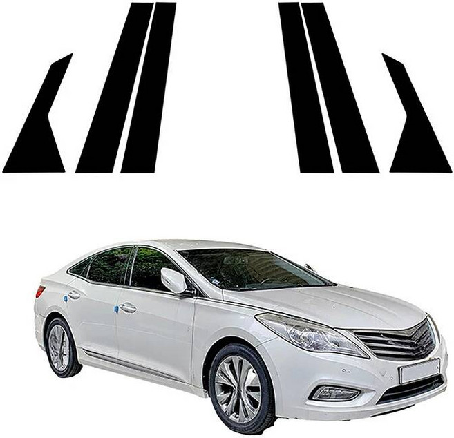 라인 윈도우 몰딩 창문 필러 호환 현대 그랜저 HG 아제라 2012 2013 2014-2017 문 광택 블랙 기둥 포스트 커버 트림