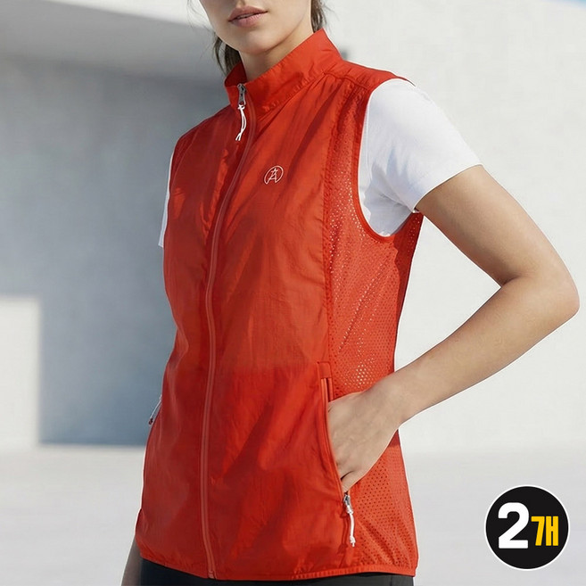 1+1 MZ마르조 여성용 경량 나일론 바람막이 신축성 쾌적한 옆라인메쉬 등산 조끼 537