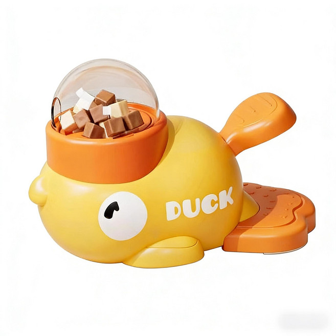 寵物益智漏食玩具 黃色小鴨造型 慢食碗 貓狗零食發射器, 1個, 小黃鴨漏食玩具(適用顆粒類零食), 黄色