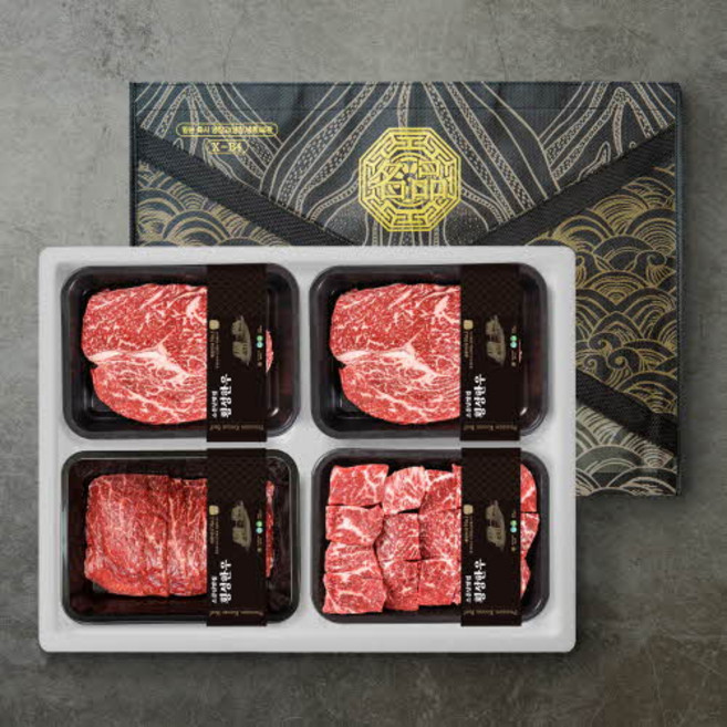 [소문난맛집 횡성한우] 담백하고 부드러운 원뿔 1+ 횡성한우 스페셜 한정판 에디션 정육 선물세트 1.6kg [등심 400g +채끝 400g +불고기 400g + 국거리 400g], 1세트