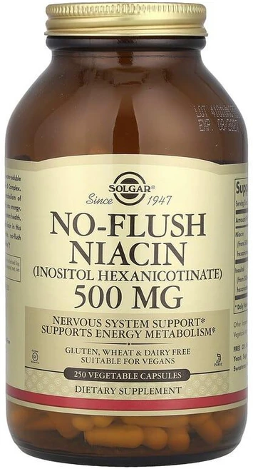 솔가 노-플러시 니아신 500mg 글루텐 프리 무설탕 베지터블 캡슐, 250정, 1개 - 쿠팡