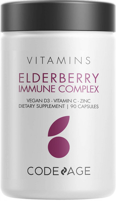 Codeage Organic Black Elderberry Supplement 코드에이지 오가닉 블랙 엘더베리 90캡슐, 90정, 1개