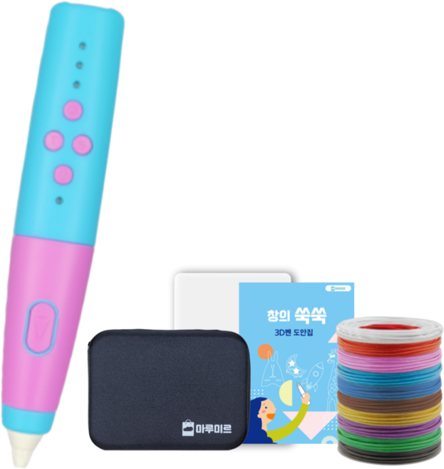 마루미르 프리투 3D펜 무선 저온 동작 PCL필라멘트 사용, 핑크/블루, B패키지(A패키지+5m10종필라멘트)