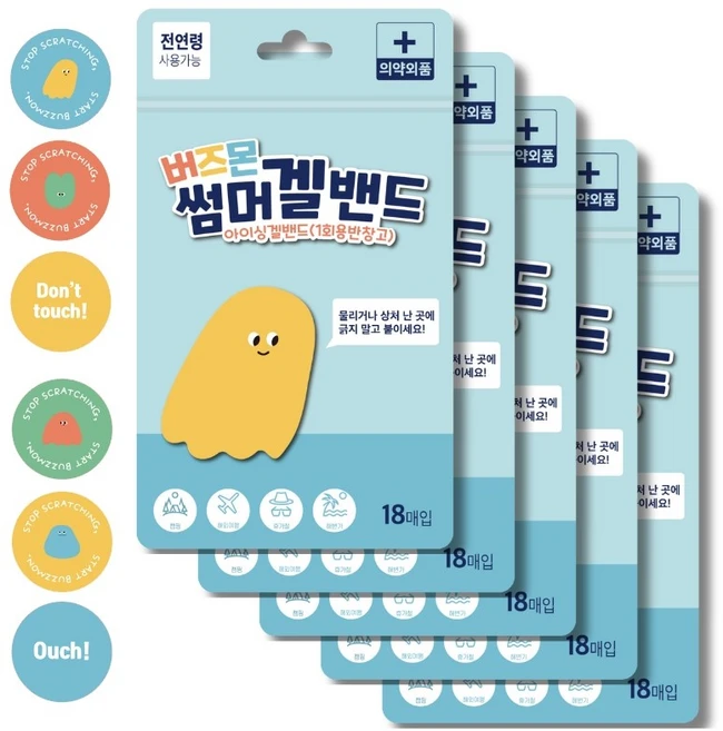 버즈몬 썸머 아이싱 겔밴드 일회용밴드, 18개입, 5개 - 쿠팡