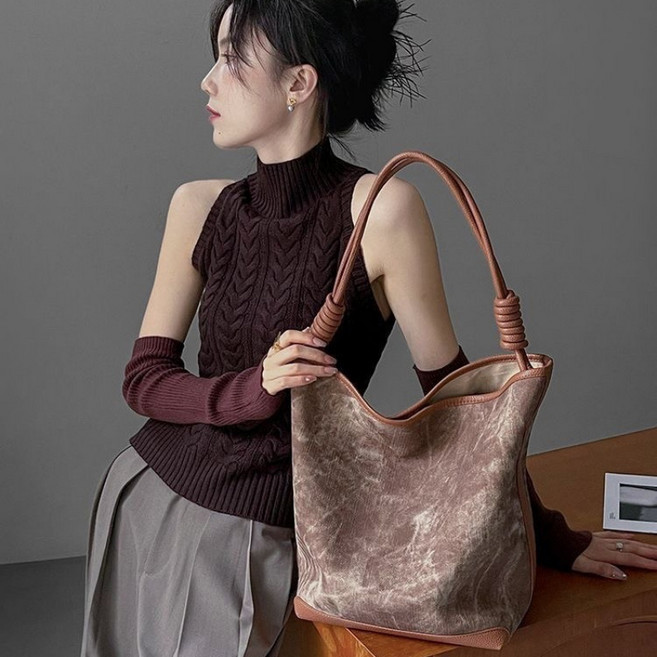 COSYEVNO 여성 숄더백 빈티지 패션 토트백 데일리 통근 가방 대용량 겨드랑이 물통 가방 lyjnb-01