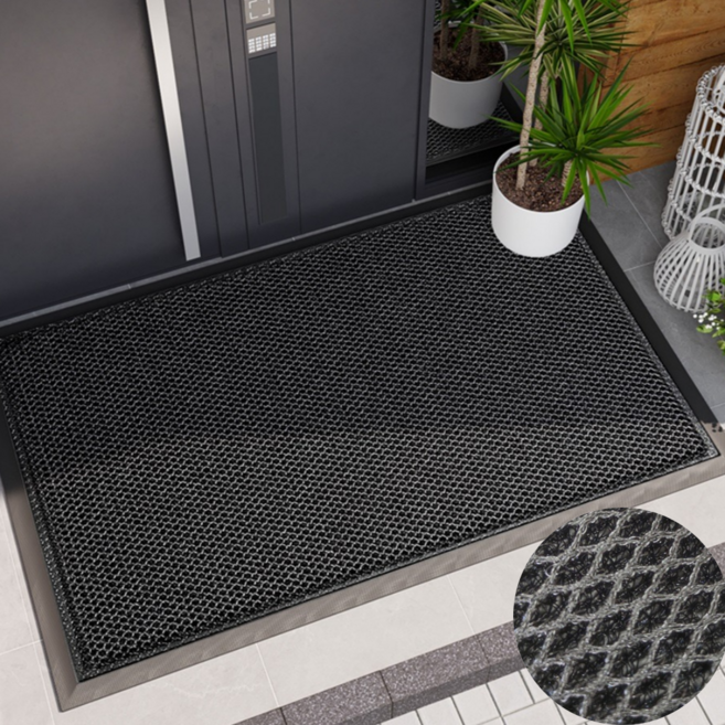 홈위시 출입구 미끄럼방지 현관매트, 블랙, 1개