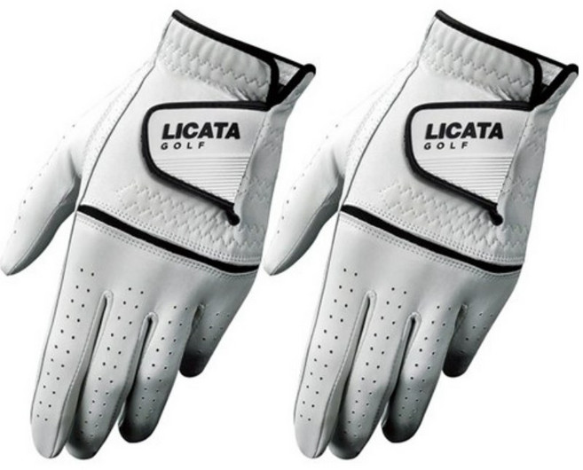 리카타 남성용 프리미엄 올 양피 골프장갑 왼손용, 블랙, 2개