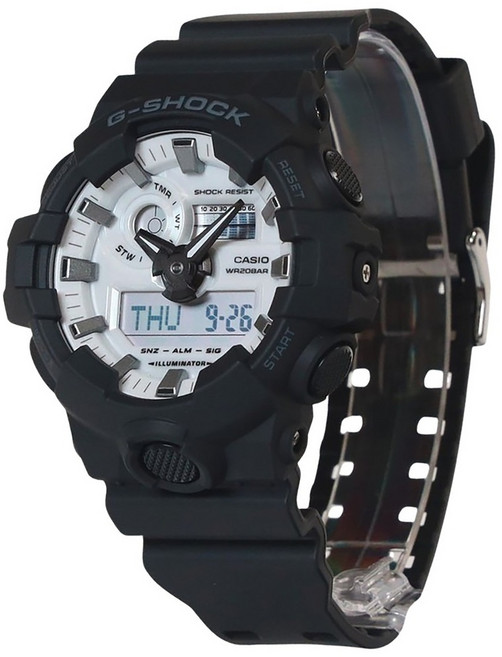 카시오 G-Shock 아날로그 디지털 레진 스트랩 화이트 다이얼 쿼츠 GA-700WD-1A 200M 남성용 시계