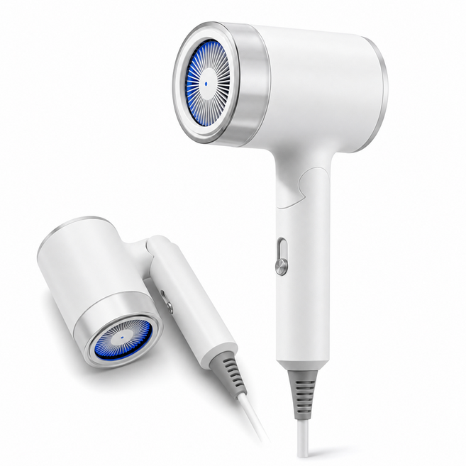 Darlisex 헤어 드라이기 초고속 음이온 휴대용 BLDC 접이식 드라이어 1800W, 화이트, STL-887