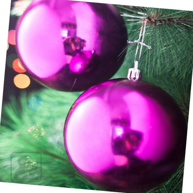 루다스 성탄절장식 크리스마스 오너먼트 퍼플 유광볼 10cm 2P