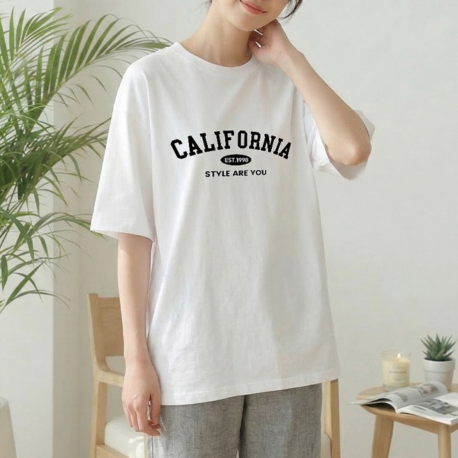 1장 (3장세트 장당7900) 스타일아유 순면100% 여성 편안한 빅사이즈 반팔티 프린팅 레터링 루즈핏 면티 롱티셔츠 TS3940