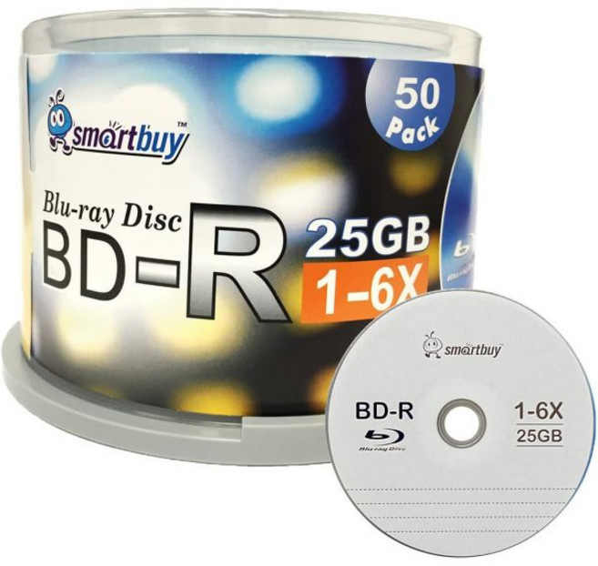 Smartbuy 스마트바이 50 팩 Bd-r 25GB 6X 블루레이 단층 녹화 가능 디스크 로고 상단 빈 데이터 비디오 미디어 스핀들