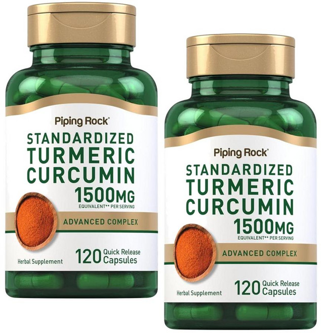 피핑락 터메릭 심황 커큐민 콤플렉스 1500mg 캡슐 PipingRock Turmeric Curcumin Complex, 2개, 120정