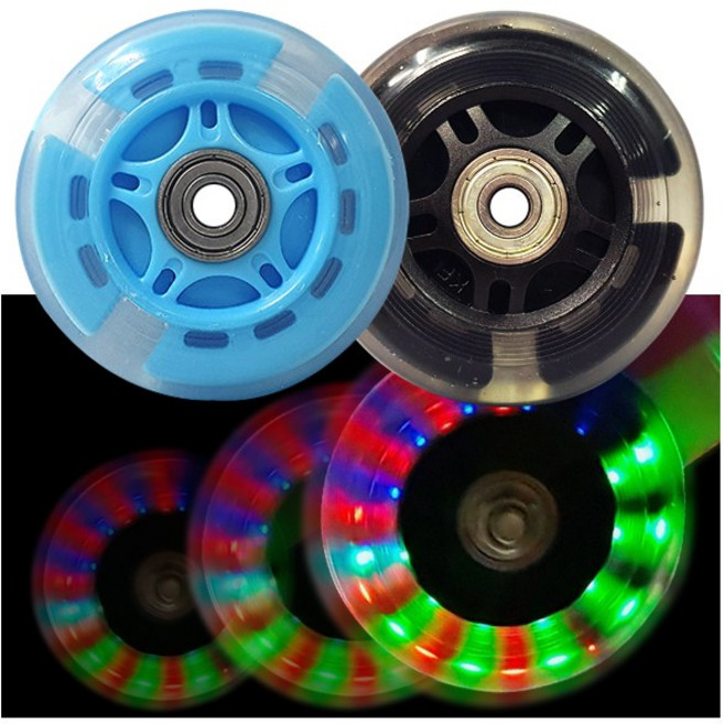 킥보드 발광 LED 불바퀴 80mm 베어링넘버 ABEC-7 608ZZ 휠 라이트 우레탄 바퀴 인라인 에스보드, 블랙, 1개