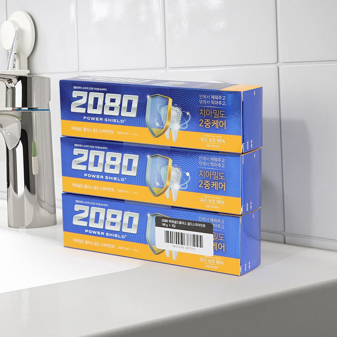 2080 파워쉴드 플러스 골드 스피아 민트 마일드 치약140gX3입, 1개, 140g
