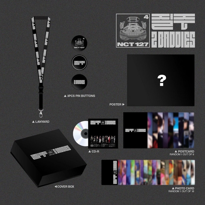 NCT 127 질주 2 BADDDIES DELUXE BOX SET 美國進口, NCT 127 掛繩+胸章豪華套裝