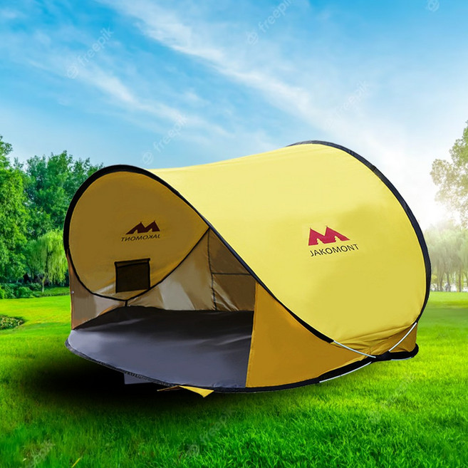 원터치 그늘막 팝업텐트 3-4인용 여름 봄 가을용, 옐로우