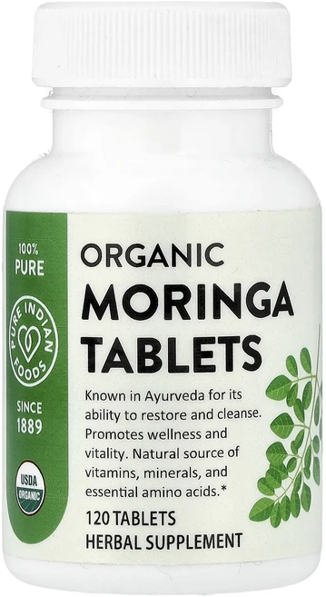 새해 첫좋은선물 Pure Indian Foods 유기농 모링가 정제 120정(1정당 400mg) 제대로 할인합니다, PureIndianFoods유기농모링가정제120정1정당, 1개 - 쿠팡
