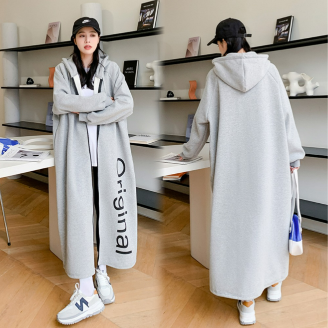 Asure 여자 후드집업 롱 가디건 기모 빅사이즈 코트