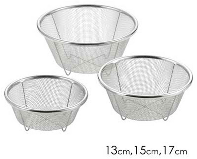 요시카와 스텐 미니 채반 스텐채망 스텐소쿠리 3종세트 13/15/17cm 리뉴얼, 1개