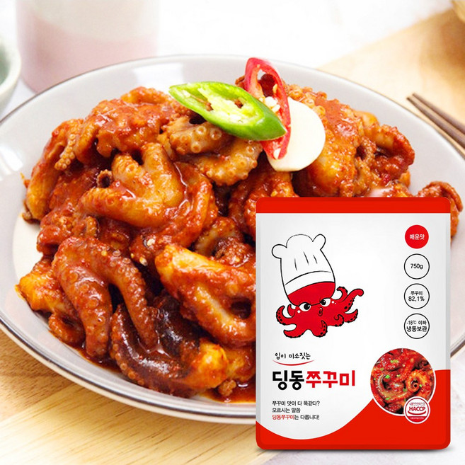 딩동쭈꾸미 500g 쭈꾸미볶음 매운맛, 02.매운맛 (750g/3인분) x 3팩, 750g, 3개